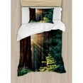 thumbnail image 3 of National Parks Duvet Cover Set Queen Size, Morning Sunlight in Wilderness Yosemite Sierra Nevada United States Nature, Decorative 3 Piece Bedding Set with 2 Pillow Shams, Green Brown, by Ambesonne, 3 of 3