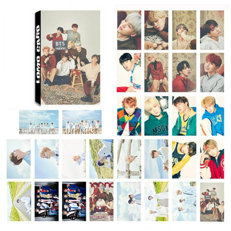 Fancyleo 30 PCS/Set Kpop BTS Mini Lomo Cards Bangtan Boys Jungkook, Jimin, V, Suga, Jin, J-Hope, Rap Monster Photocards Postcards, Best Gift for The