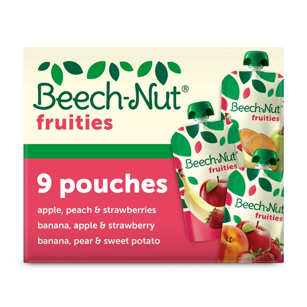 BeechNut Fruities Stage 2 Baby Food, Variety Pack, 3.5 oz Pouch, 9