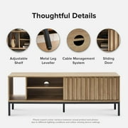 Mopio Norwin 64 TV Stand for TVs up to 70, Industrial Farmhouse, Shelves, Metal Legs (Riviera Oak)
