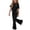 Black, variant on SOOMLON Travel Outfits for Girls Two Piece Matching Set Heart Print Crop Top Flare Long Pants Back to School Clothes