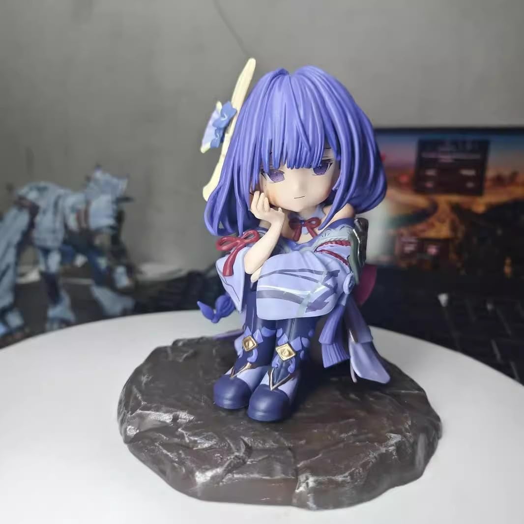 Newly Raiden Shogun Figure Sitting Q Version Raiden Shogun Figurine 13cm/5.1inch Anime Character Decor Statue Model Desktop Ornament Gifts