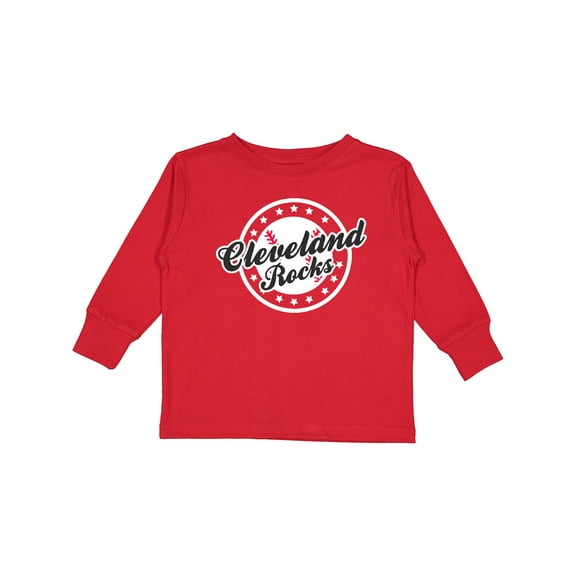 Inktastic Cleveland Rocks with Baseball in Circle and Stars Inversed Boys or Girls Long Sleeve Toddler T-Shirt