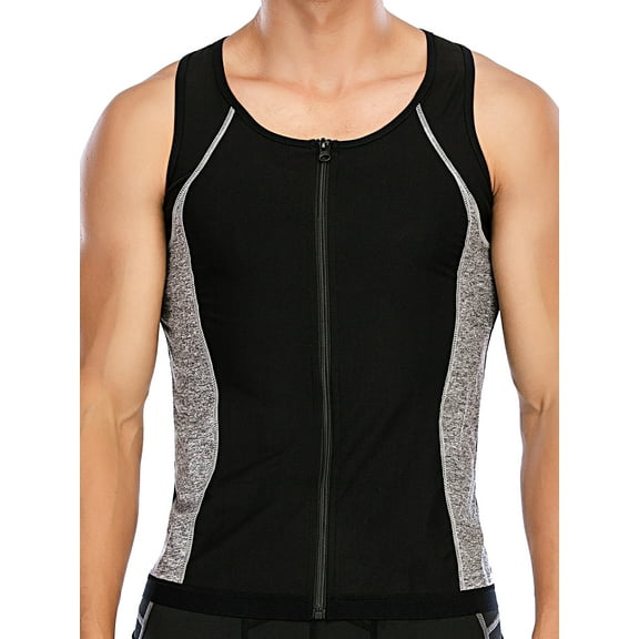 SHCKE Men's Body Zipper Shaper Slimming Shirt Tummy Vest Thermal Compression Base Layer Slim Muscle Tank Top Shapewear with Zipper
