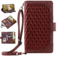 thumbnail image 1 of for iPhone 12 Pro / 12 6.1" Wallet Case,[Card Holders] [Zipper Pocket] Premium PU Leather with Cross Body Strap, Flip Kickstand Wallet Case with Wristband for iPhone 12 Pro / 12 6.1",Winered, 1 of 8