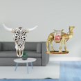 thumbnail image 2 of Escultura de pared con cabeza de toro, decoración de pared de resina con cabeza de , figura de camello, adornos con patrón moderno para sala de es, 2 of 8