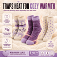 thumbnail image 3 of Girls Heat Retainer Boot Socks, 3 Pack, Warm Thermal Cushioned Crew Socks, PURPLE, M/L, 3 of 8