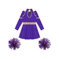 thumbnail image 4 of vastwit Kids Girls Cheer Leader Fancy Dress with Pom Poms Cheerleading Outfits Purple 8, 4 of 5