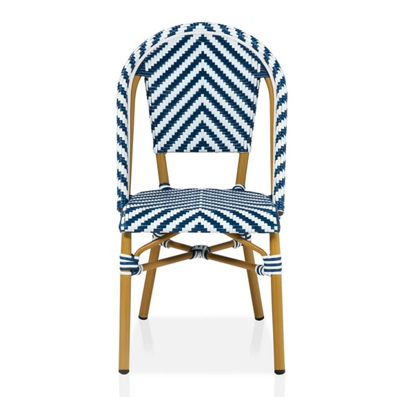Furniture of America Tahit Outdoor Dining Chair - Faux Rattan - Armless - Blue