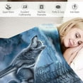 Feiri Heavy Howling Wolf PatternPlush Thick 8 Pound Mink Soft Blanket