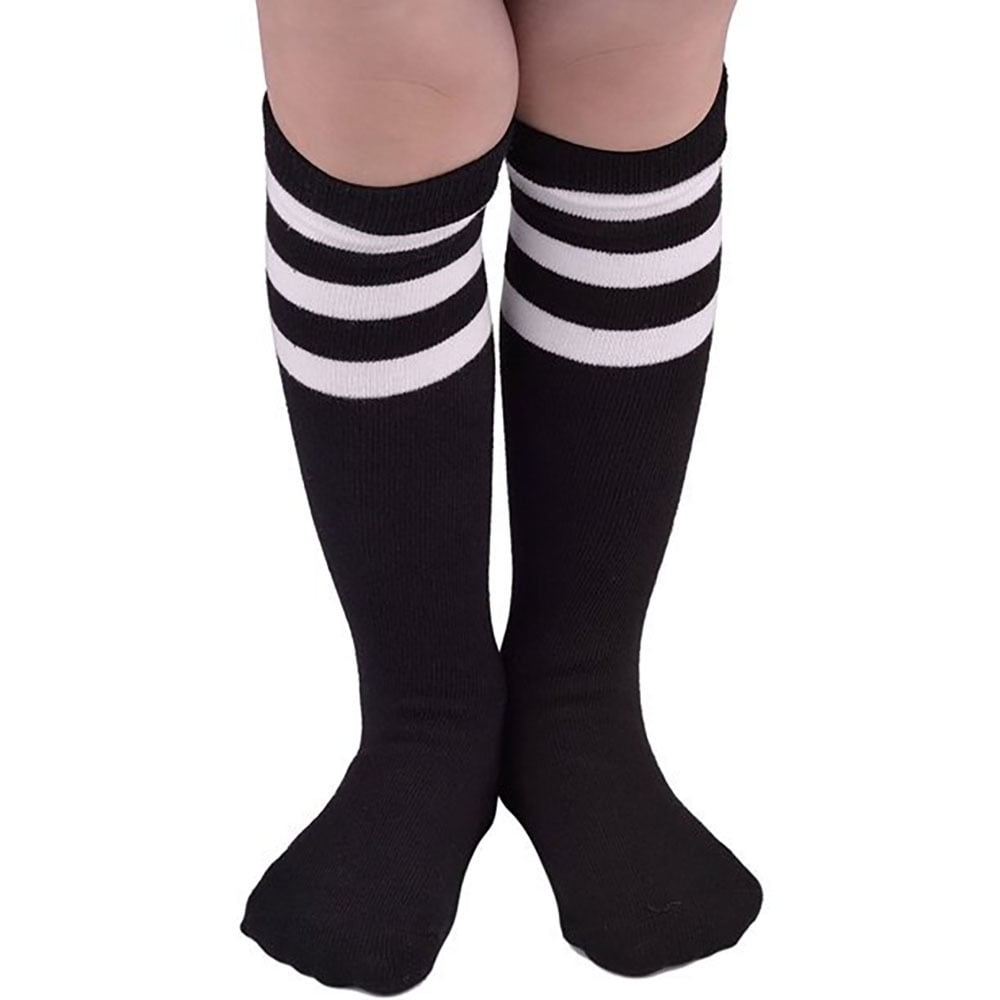 FOREEMME Soccer Socks Kids Stripes Knee High Tube Socks Cotton Uniform