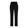 thumbnail image 4 of SBYOJLPB Women Casual Pants with Pocket Solid Color Loose Straight Long Pants, 4 of 5