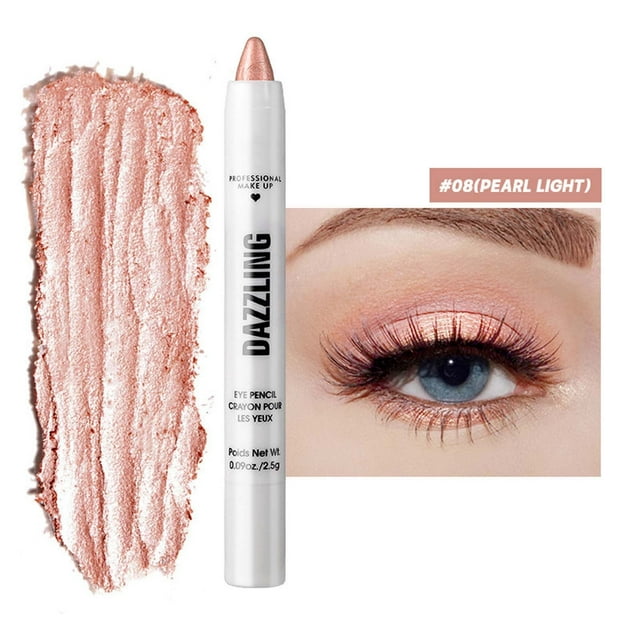 Pisexur Belleza Maquillaje Lápiz de sombra de ojos perlado de 12 colores, lápiz de crayón en barra, lápiz de sombra de ojos en crema con purpurina de diamante brillantepara mujeres y hombres