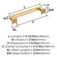thumbnail image 6 of Amerock Lintel 5-1/16 inch (128mm) Center-to-Center Champagne Bronze Cabinet Pull, 6 of 7