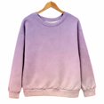 thumbnail image 5 of Women's Oversized Long Sleeve Sweatshirt, Tie Dye Gradient Color Pullover, Loose Fit Crewneck Top, Plus Size Casual Streetwear, Fall Winter Long Sleeve Crewneck Purple XL, 5 of 8
