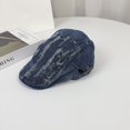 thumbnail image 2 of CUZIBR Mens Newsboy Hat Beret Leather Solid Color Distressed Adjustable Driving Fishing Fashion Flat Hats Classic Vintage Trendy Casual Stylish Outdoor Gatsby Cabbie Caps,Dark Blue,One Size, 2 of 3