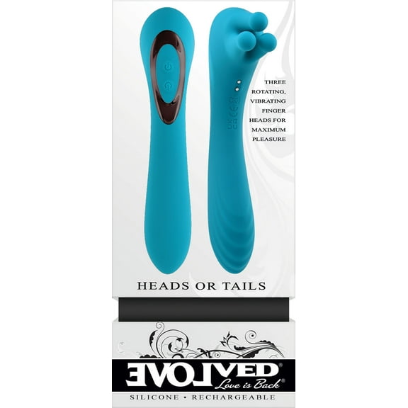 Evolved Heads or Tails Rechargeable Finger Vibrator - Teal