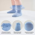 thumbnail image 2 of 5 Pack Baby Girs Lace Socks Toddler Ruffle Eyelet Princess Dress Frilly Cotton Thin Mesh Ankle Socks for 1-8T Kids, 2 of 7