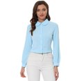 thumbnail image 1 of Camisa Con Botones Para Mujer Blusa De Manga Larga Con Cuello Peter Pan De Carrera Azul M INSPIRE CHIC Camisa, 1 of 5