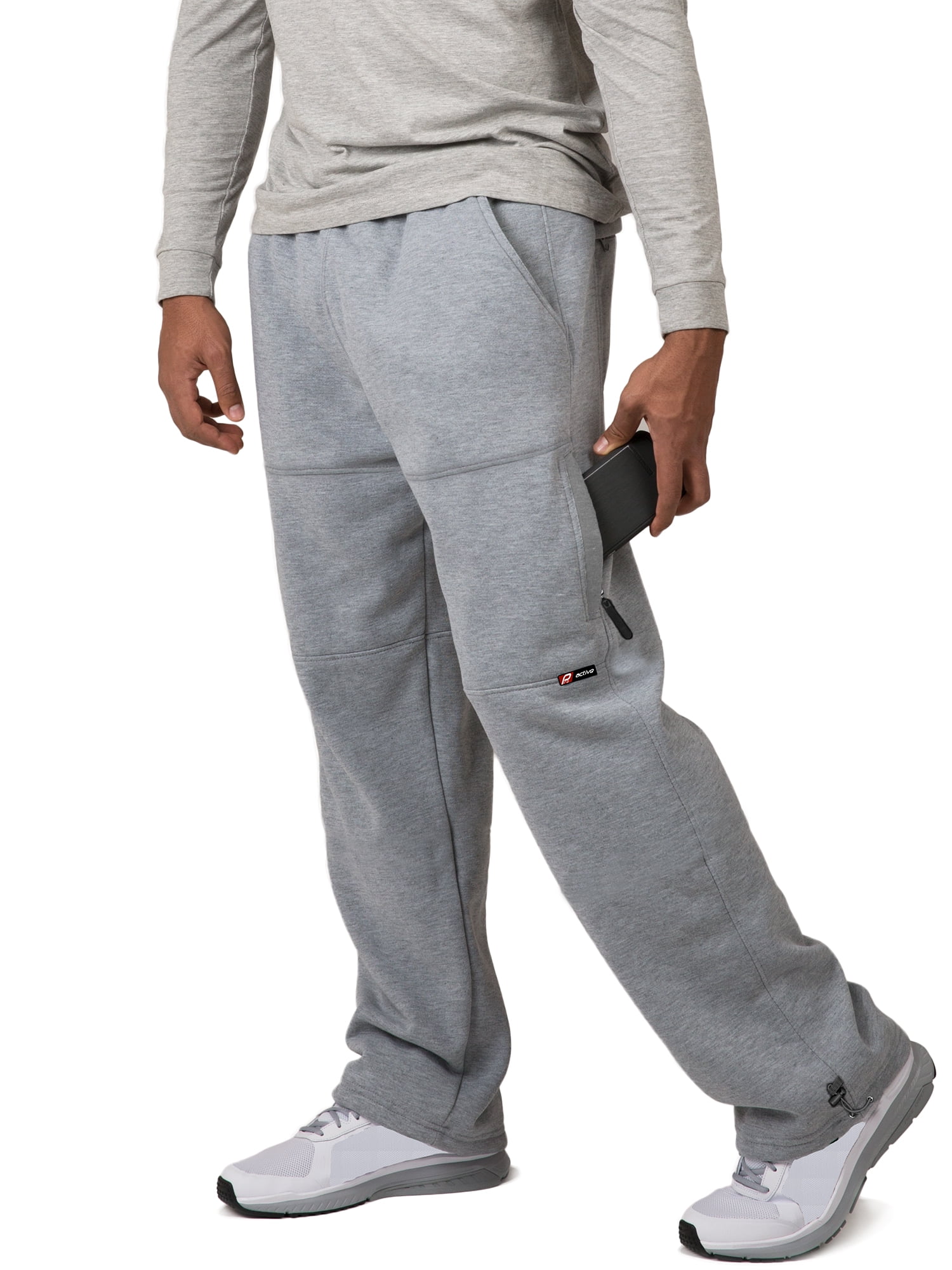 Vibes Men's Cargo Zipper Pocket Sweatpants Adjustable Bungee Cord open ...