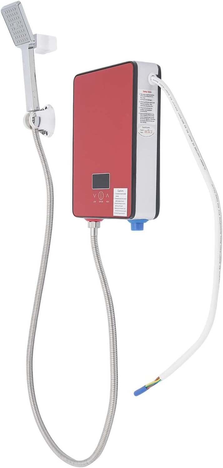 Tankless Electric Hot Water Heater, 6500w Instant Water Heater, 220v Ac Wall-Mounted Bathrooms Stainless Steel Heating Element 0.6 Mpa Water Pressure Anti-Electric Leakage Boiler Shower System