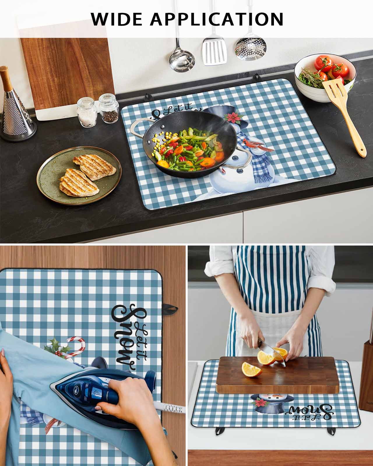Large Induction Cooktop Protector Mat Christmas Stove Top Covers for Electric Stove, Winter Snowman Cardinal Poinsettia Plaid Decorative Stove Burner Cover Mats, Glass Top Stove Cover