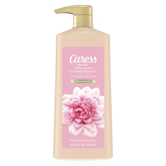 Caress Body Wash for Women, Daily Silk White Peach & Orange Blossom for Dry Skin 25.4 fl oz