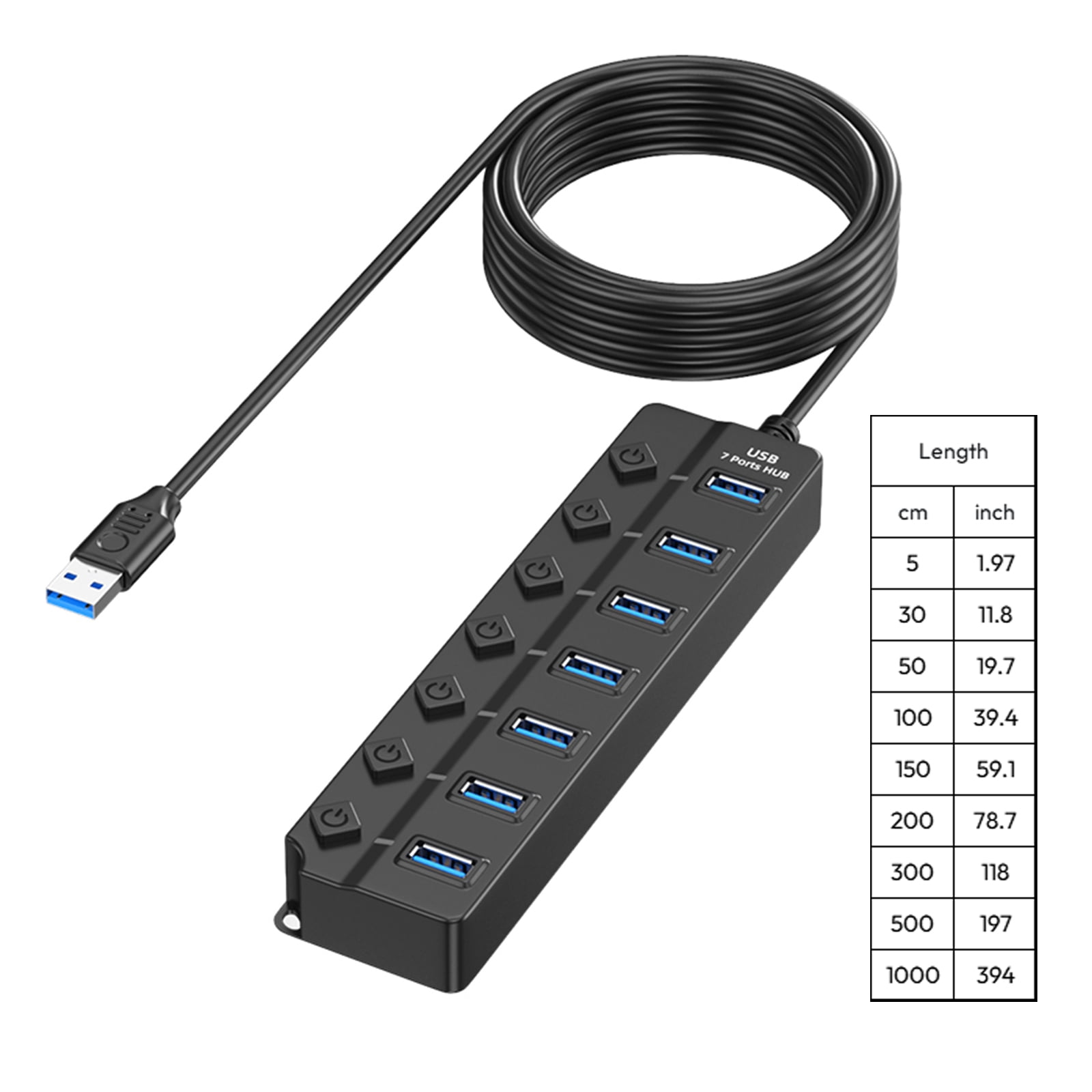 Highly Speed 7/4 Port USB 2.0 Hubs USB Splitter Individual Power Switches LED Indicators For Laptop MultiSplitter