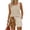 Khaki, variant on Floral Resort Wear Co-ord Set for Women - Sleeveless Square Neck Top & Drawstring Waist Shorts with Pockets, Trendy Summer Vacation Matching Outfit Beige L