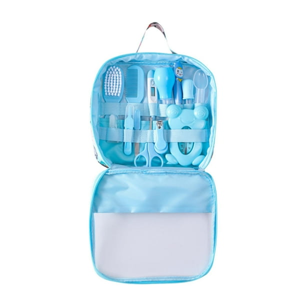 Kit De Cuidado Y Cuidado Para Bebés Con Cepillo Para El Cabello, Peine Reutilizable Y Cortaúñas Azul