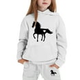 thumbnail image 4 of Girls Outfits Horse Print Hooded Sweatshirts Pants Children Comfy Streetwear Fall Winter Outfit Set, 4 of 4