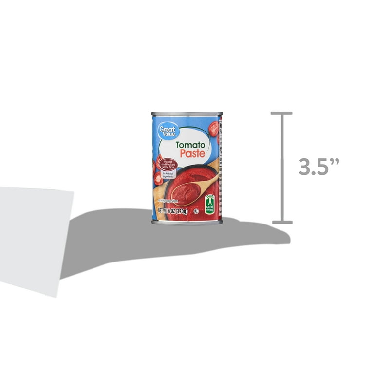 Great Value Tomato Paste 6 oz, Made from Fresh Vine-Ripened