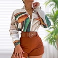 thumbnail image 2 of Blusa con estampado floral camisas con cuello vuelto traje de trabajo de oficina de manga larga para mujer FLhrweasw Nuevo, 2 of 7