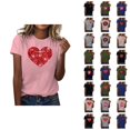 thumbnail image 1 of T-shirts de la Saint-Valentin pour Femmes 2026 à la Mode Manches Courtes Col Rond avec Cœur Graphique, 1 of 4