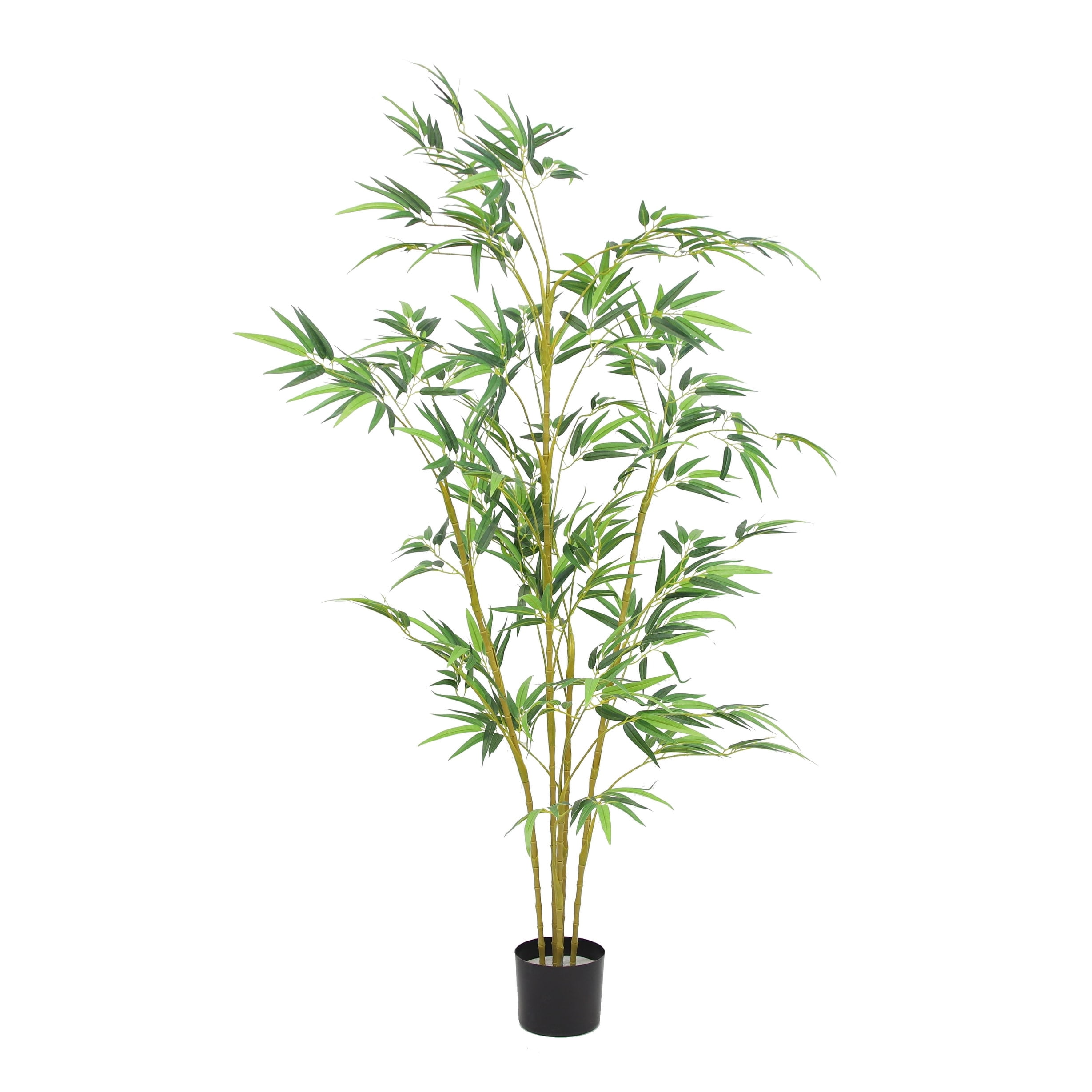 The Mod Greenhouse 60" Artificial Real Touch Bamboo Tree in Black Matte Planter's Pot 72