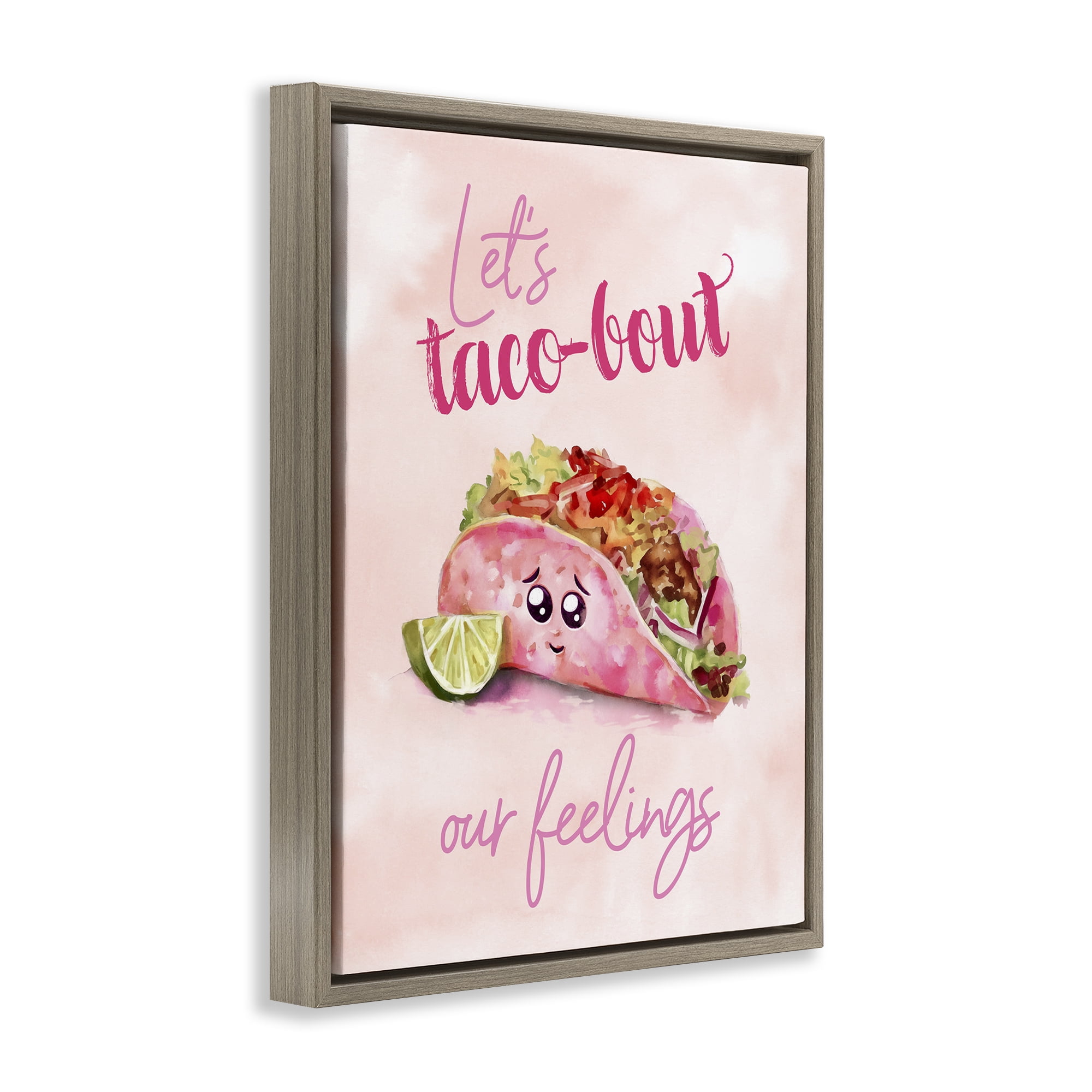 Stupell Industries Taco-Bout Our Feelings Novelty Painting Brown Floater Framed Art Print Wall Art, 17 x 21