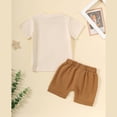 thumbnail image 2 of Baby Boy Summer "Daddy's Little Buddy" Letter Pattern Short Sleeved Round Neck T-shirt with Brown Shorts Casual Set, 2 of 4