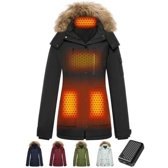 Forievic Graphene Heated Jacket for Women, Large Capacity Battery Pack, Waterproof, Windproof, USB Charging, Ideal for Outdoor Camping Skiing