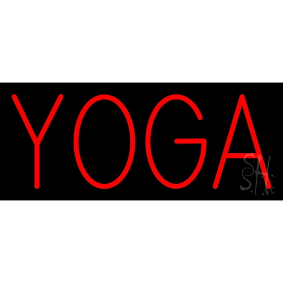 Red Yoga LED Neon Sign 10 x 24 - inches, Black Square Cut Acrylic Backing, with Dimmer - Bright and Premium built indoor LED Neon Sign for Spa interior decor and storefront.