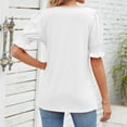 thumbnail image 7 of Jewelreauty Women Puff Sleeve T-Shirts Square Neck Short Sleeve Pullover Shirts Casual Solid Going Out Tops (S, White), 7 of 7
