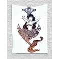 thumbnail image 1 of Anchor Tapestry, Sketch Style Mermaid with Seashells and Scales Mythological Creature Design, Wall Hanging for Bedroom Living Room Dorm Decor, 40W X 60L Inches, Navy Blue and White, by Ambesonne, 1 of 2