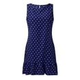 thumbnail image 4 of Wirdiell Women Dresses Fashion Round Neck Sleeveless Polka Dot Loose Large Swing Ruffle Beach Dress Sundresses Navy M, 4 of 5