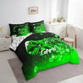 thumbnail image 3 of Erosebridal Teenager Gamepads Bedding Sets Twin Size,Black Green Comforter Sets with Sheets,Geometry Hexagon Bed in a Bag Twin size,Microfiber Ombre Bedroom Decorative,Reversible,7-Piece, 3 of 6