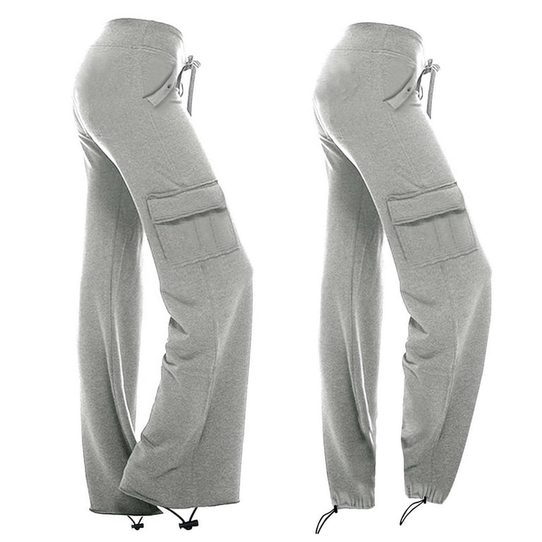 XFLWAM Butt Leggings with Pockets for Women High Waist Cargo Pants Work  Pants Gym Workout Leggings Gray L 