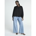 thumbnail image 2 of Scoop Women’s Crinkle Gauze Shirt with Blouson Sleeves, Sizes XS-XXL, 2 of 4