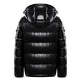 thumbnail image 6 of Men Jacket Men's Thermal Shiny Hooded Puffer Jacket Winter Coats Water Resistant Down Coats Insulated Padded Puffy Coat Mens Coats L Black, 6 of 6