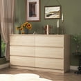 thumbnail image 3 of Resenkos 6-Drawer Dresser, Light Woodgrain Chest, Spacious Storage, 150lb Top Capacity, Smooth Metal Slides, Brown, 3 of 11
