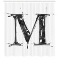 thumbnail image 3 of Ambesonne Letter M Shower Curtain, Stencil Art Style Funk, 69"Wx84"L, Black White, 3 of 3