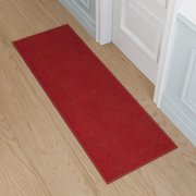 Ottomanson Non-Slip Hallway Runner Rug 1'10 x 6' Stain-Resistant Low Pile Carpet for Kitchen, Red