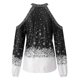 thumbnail image 5 of Mujeres otoño Navidad impreso linterna Sexy manga larga sin tirantes pulóver fuera del hombro blusa camiseta Tops Fridja  FKASFK6078, 5 of 6